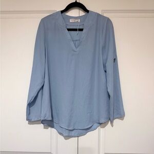 Elegant Light Blue V-Neck Blouse NWOT